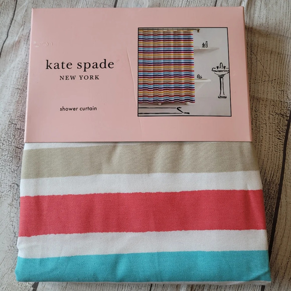 Kate Spade ♠️ Fabric Shower Curtain Painted Stripe •New in Package• - Picture 1 of 6